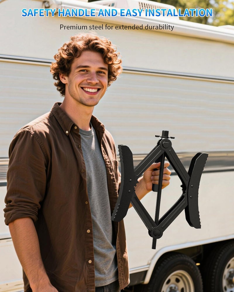 BEBOBLY Camper RV Wheel Chock Stabilizer, Heavy Duty X-Shaped Camper Wheel Chock 2 Sets with Wrench for Travel Trailer, Fits 3.5" to 12" Wheel Gaps, Anti-Move Tire Wheel Chock - Image 5